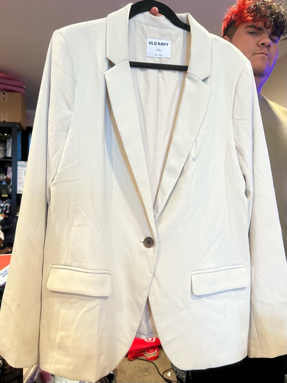 Old Navy Women's Light Cream Single-Button Blazer